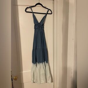 Denim Blue and White Maxi Dress